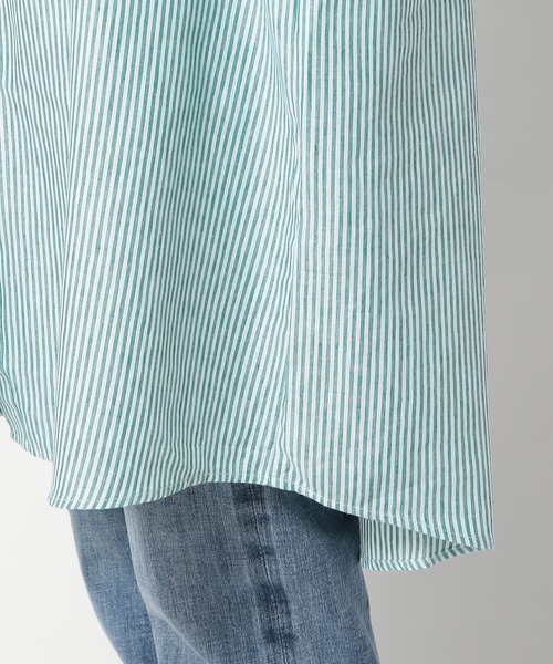 Grand PARK（グランドパーク）の「【柔らかくさらさらが続くリネンシリーズ】　スキッパー長袖シャツ（ストライプ）（シャツ/ブラウス・レディース・ブラック系/グリーン系・MEDIUM/LARGE）」の5枚目の写真