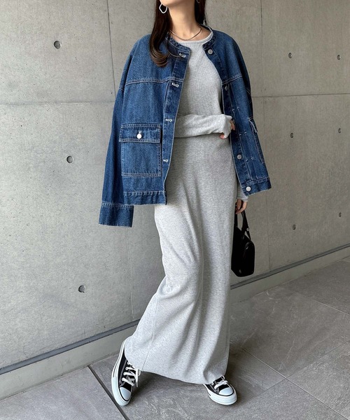 HEBANE ロングワンピース ネイビーセルフカット可能MORE ME企画 HEBANE