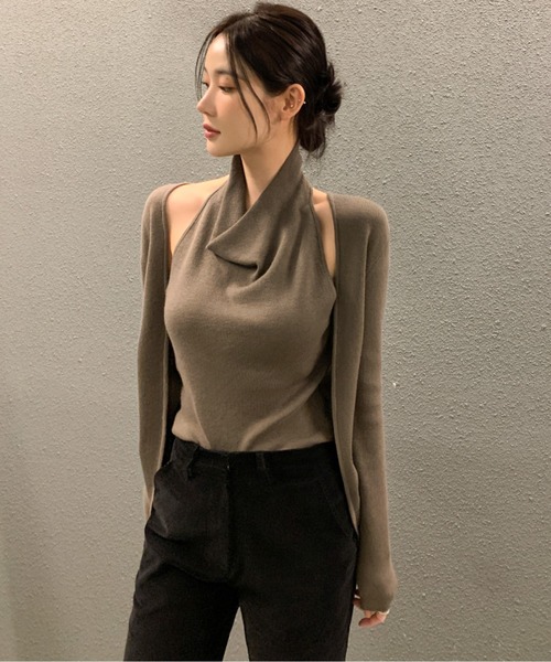 アンサンブル ホルターネックニット＆ニットカーデ（ニット/セーター）｜AMAJI（アマジ）