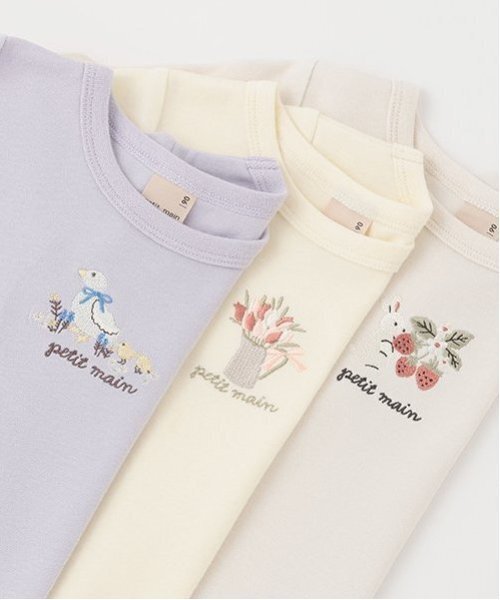 petit main（プティマイン）の「【プティプラ】GIRLS長袖Tシャツ（Tシャツ/カットソー・キッズ・ライトグレー/キナリ/イエロー/ラベンダー/ピンク/レッド/ネイビー/オフホワイト/マルチ/アイボリー・130cm/110cm/80ｃｍ/90cm/100cm/120cm）」の22枚目の写真