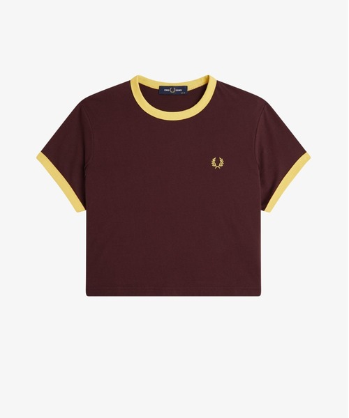 FRED PERRY(フレッドペリー)の「Cropped Ringer T-Shirt/クロップドTシャツ(Tシャツ/カットソー・レディース・グリーン/ホワイト/ピンク/ネイビー/マルーン/ブラック・10)」の10枚目の写真