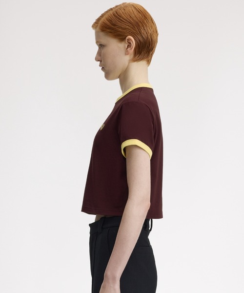 FRED PERRY(フレッドペリー)の「Cropped Ringer T-Shirt/クロップドTシャツ(Tシャツ/カットソー・レディース・グリーン/ホワイト/ピンク/ネイビー/マルーン/ブラック・10)」の9枚目の写真