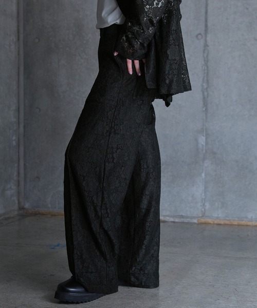 SERACE】Flower lace loose wide slacks / フラワーレースルーズワイド