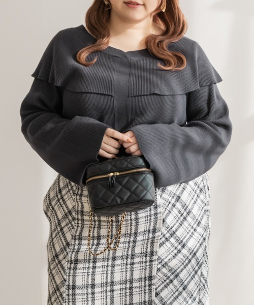 CLETTE(クレット)の「ケープ風リブニット(ニット/セーター・レディース・ラベンダー/チャコールグレー/オフホワイト・4L/3L/LL)」の9枚目の写真