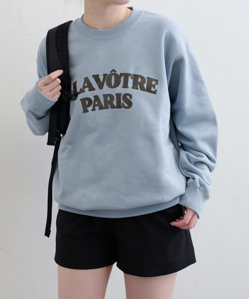 ALORE（アローレ）の「ALORE/アローレ 別注 LOGO SWEATS プルオーバー（スウェット・レディース・ライトグレー/ネイビー/サックスブルー・FREE）」の3枚目の写真