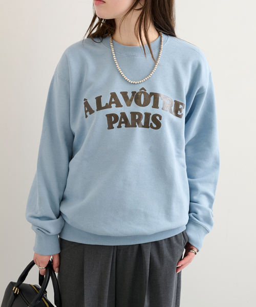 ALORE（アローレ）の「ALORE/アローレ 別注 LOGO SWEATS プルオーバー（スウェット・レディース・ライトグレー/ネイビー/サックスブルー・FREE）」の6枚目の写真