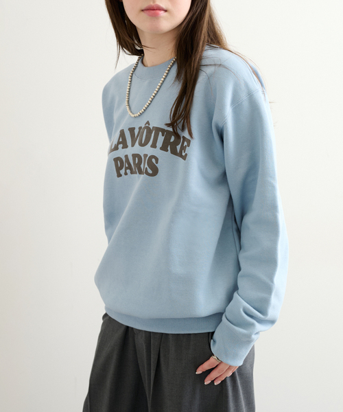 ALORE（アローレ）の「ALORE/アローレ 別注 LOGO SWEATS プルオーバー（スウェット・レディース・ライトグレー/ネイビー/サックスブルー・FREE）」の7枚目の写真