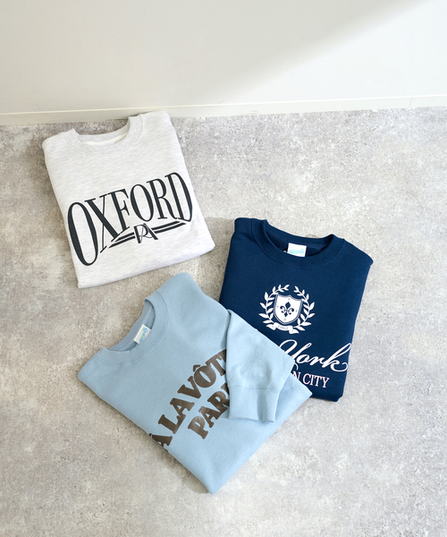 ALORE（アローレ）の「ALORE/アローレ 別注 LOGO SWEATS プルオーバー（スウェット・レディース・ライトグレー/ネイビー/サックスブルー・FREE）」の9枚目の写真