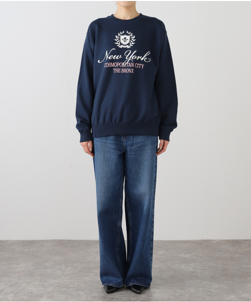 ALORE（アローレ）の「ALORE/アローレ 別注 LOGO SWEATS プルオーバー（スウェット・レディース・ライトグレー/ネイビー/サックスブルー・FREE）」の10枚目の写真