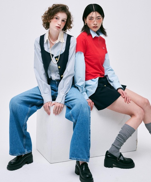 Mardi Mercredi(マルディメクルディ)の「OXFORD SHIRT STRIPE / オックスフォード シャツ ストライプ(シャツ/ブラウス・レディース・ピンク/ライトブルー・FREE)」の7枚目の写真