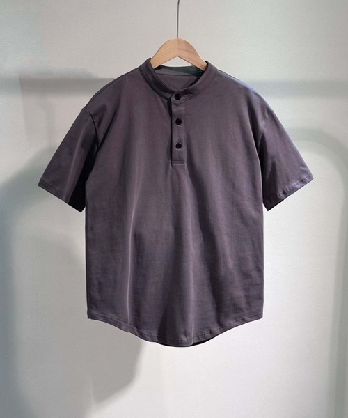 aimoha（アイモハ）の「aimoha MEN スタンドカラーヘンリーT (SS)（Tシャツ/カットソー・メンズ・ホワイト/ダークグレー/ベージュ・LARGE/X-LARGE/XX-LARGE/XXX-LARGE）」の3枚目の写真