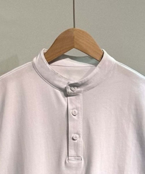 aimoha（アイモハ）の「aimoha MEN スタンドカラーヘンリーT (SS)（Tシャツ/カットソー・メンズ・ホワイト/ダークグレー/ベージュ・LARGE/X-LARGE/XX-LARGE/XXX-LARGE）」の6枚目の写真