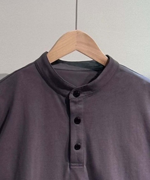 aimoha（アイモハ）の「aimoha MEN スタンドカラーヘンリーT (SS)（Tシャツ/カットソー・メンズ・ホワイト/ダークグレー/ベージュ・LARGE/X-LARGE/XX-LARGE/XXX-LARGE）」の9枚目の写真