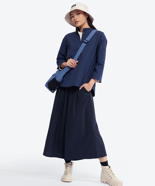 AIGLE（エーグル）の「速乾 SOLOTEX ワンポイントロゴ ロングスリーブプルオーバーノーカラーシャツ（シャツ/ブラウス・レディース・ホワイト/ダークブルー/ベージュ・36/40/34/38）」の7枚目の写真