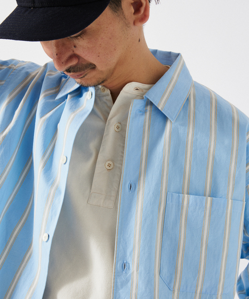 JOURNAL STANDARD relume（ジャーナルスタンダード　レリューム）の「JAMES FABRIC / ジェームスファブリック レギュラーカラーシャツ（シャツ/ブラウス・メンズ・ブルー/グレー系その他/ベージュ系その他/ネイビー/ブルー系その他・MEDIUM/LARGE）」の4枚目の写真