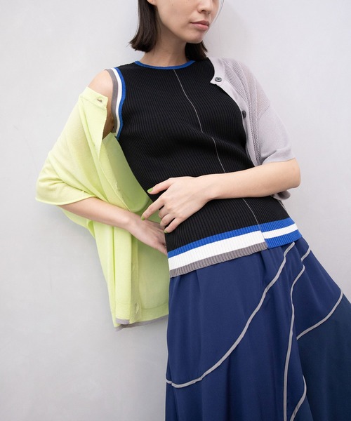 MARECHAL TERRE(マルシャルテル)の「リブ配色インナーニットタンク(ニット/セーター・レディース・パープル/ブラック/グレー/ホワイト・MEDIUM)」の16枚目の写真