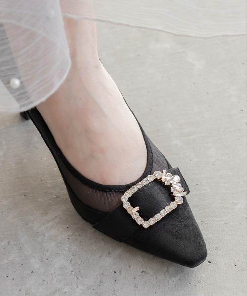 セール】チュールコンビビジューバックルパンプス（パンプス）｜RANDA