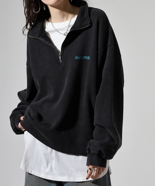 Red Cap Girl(レッドキャプガール)の「RED CAP GIRL 裏毛スノーウォッシュHALFZIP(スウェット・メンズ・ブラック/グレー・M/L)」の3枚目の写真