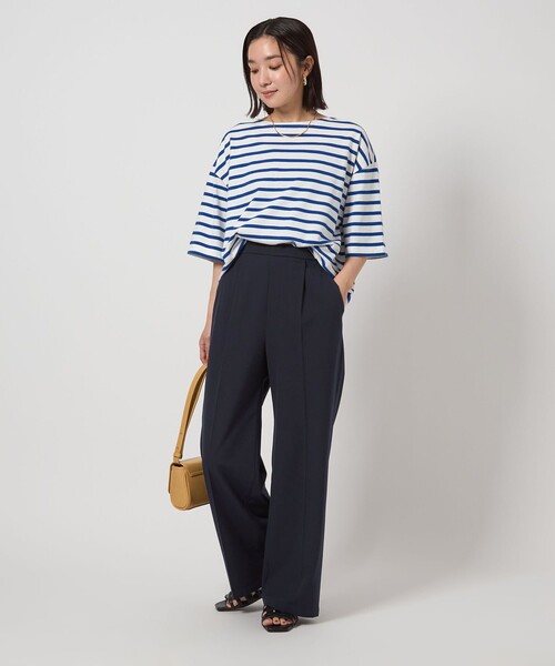 green label relaxing（グリーンレーベルリラクシング）の「【WEB限定】＜at ease＞オルマイ ワイド パンツ -マシンウォッシャブル・ストレッチ・帯電防止-（その他パンツ・レディース・ベージュ/ネイビー/ブラック/グレー・SHORT/34/36/38/40/42/TALL）」の8枚目の写真