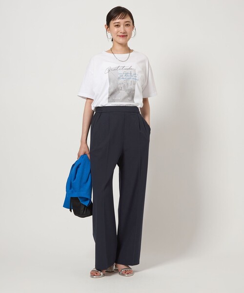 green label relaxing（グリーンレーベルリラクシング）の「【WEB限定】＜at ease＞オルマイ ワイド パンツ -マシンウォッシャブル・ストレッチ・帯電防止-（その他パンツ・レディース・ベージュ/ネイビー/ブラック/グレー・SHORT/34/36/38/40/42/TALL）」の10枚目の写真