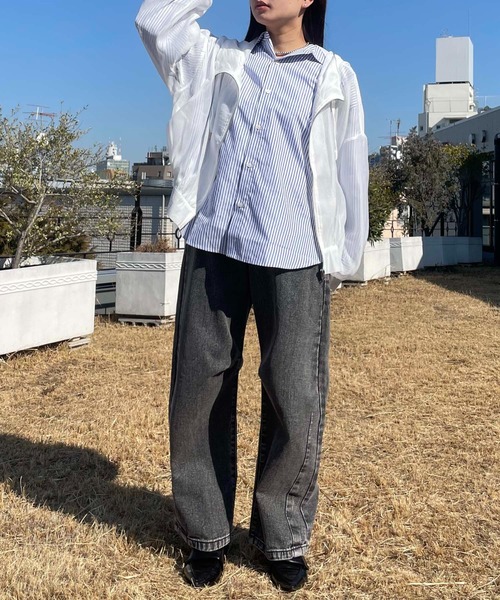 AS KNOW AS plus（アズノゥアズプラス）の「●【軽量】フーディボリュームシアーブルゾン（ブルゾン・レディース・アイボリー/ブラック/グレイッシュベージュ/ブルー・FREE）」の13枚目の写真