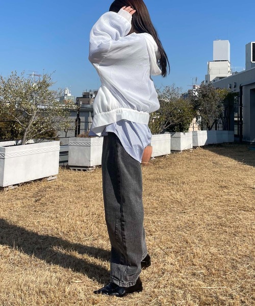 AS KNOW AS plus（アズノゥアズプラス）の「●【軽量】フーディボリュームシアーブルゾン（ブルゾン・レディース・アイボリー/ブラック/グレイッシュベージュ/ブルー・FREE）」の14枚目の写真