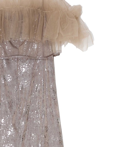 【LEJA】チュールフリルボレロペイントマーメイドドレスワンピース2点セット セール】【LEJA】チュールフリルボレロペイントマーメイドドレス