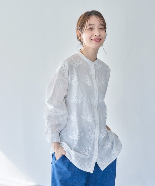 studio CLIP（スタディオクリップ）の「アソートレースシャツ（シャツ/ブラウス・レディース・スモーク/アイボリー/オフホワイト・FREE）」の2枚目の写真