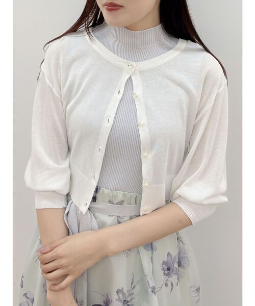 MERCURYDUO(マーキュリーデュオ)の「2WAYシアーコンパクトカーディガン(カーディガン/ボレロ・レディース・ライトブルー/ブラック/オフホワイト/ベージュ/ネイビー・FREE)」の6枚目の写真