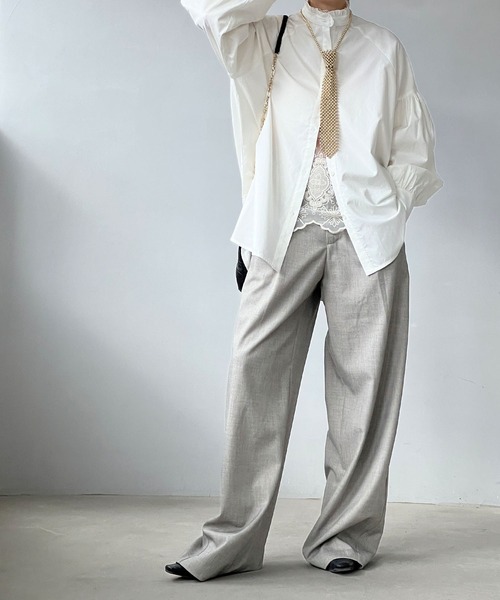 ワイドシルエット タックスラックス chw25s043-ファッション通販