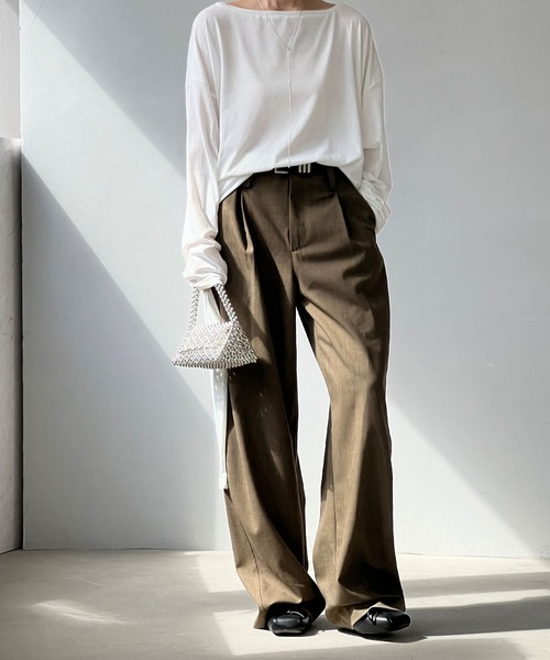 Argue Culture ワイドストレートシルエット タックスラックス ワイドシルエット タックスラックス chw25s043-ファッション通販