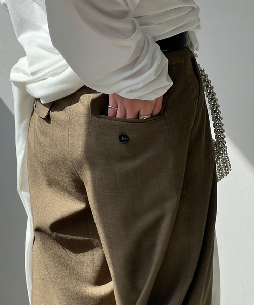 ワイドシルエット タックスラックス chw25s043-ファッション通販
