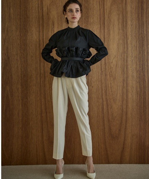 ERADIE(エラディエ)の「Raffle Peplum Top ラッフルペプラムTOP(シャツ/ブラウス・レディース・ストライプ/ホワイト/ブラック・FREE)」の10枚目の写真