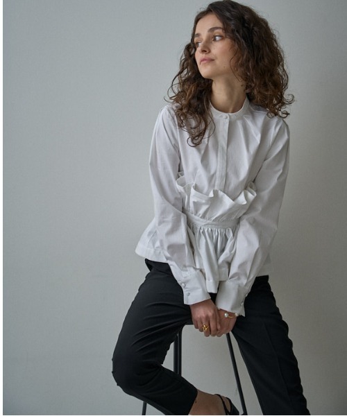 ERADIE(エラディエ)の「Raffle Peplum Top ラッフルペプラムTOP(シャツ/ブラウス・レディース・ストライプ/ホワイト/ブラック・FREE)」の22枚目の写真