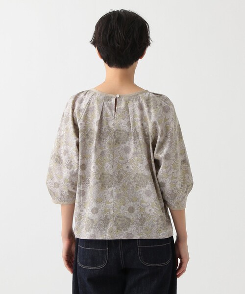 Afternoon Tea WARDROBE◆リバティバンドブラウス/M/コットン/GRY/花柄/24304389 バンドブラウス/リバティプリント（シャツ/ブラウス