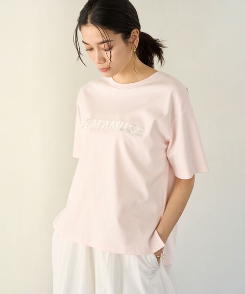UNFILO（アンフィーロ）の「BEAUTY FORM-Tコットン ロゴ半袖T（Tシャツ/カットソー・レディース・ベージュ系1/ホワイト系1/ネイビー系1/グレー系1/ライトグレー系1/ピンク系1/ダークブラウン系1/ピンク系2/ホワイト系2/グレー系3・LARGE/MEDIUM/SMALL）」の9枚目の写真