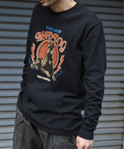 MODISH GAZE(モディシュガゼ)の「【MODISH GAZE】ドーベルマン ピグメントロンT(Tシャツ/カットソー・レディース・ブラック/ホワイト・LARGE/MEDIUM)」の7枚目の写真