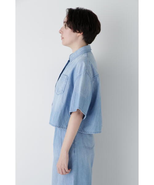 Healthy denim(ヘルシーデニム)の「◆【Healthy DENIMコラボ】クロップド半袖デニムシャツ(シャツ/ブラウス・レディース・ネイビー/ブルー・MEDIUM)」の15枚目の写真