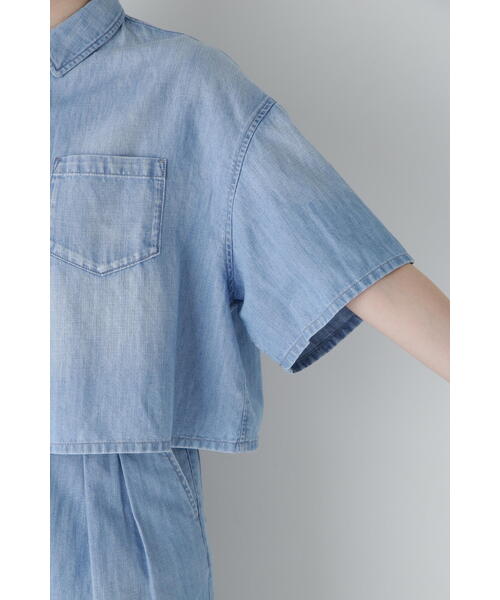 セール】◇【Healthy DENIMコラボ】クロップド半袖デニムシャツ