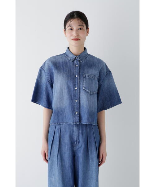 セール】◇【Healthy DENIMコラボ】クロップド半袖デニムシャツ