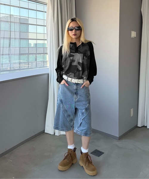 sedacle(セダクル)の「ナンバリング迷彩ユニフォームロンT(Tシャツ/カットソー・メンズ・カーキ/ブラック/ピンク・LARGE/MEDIUM/SMALL)」の19枚目の写真