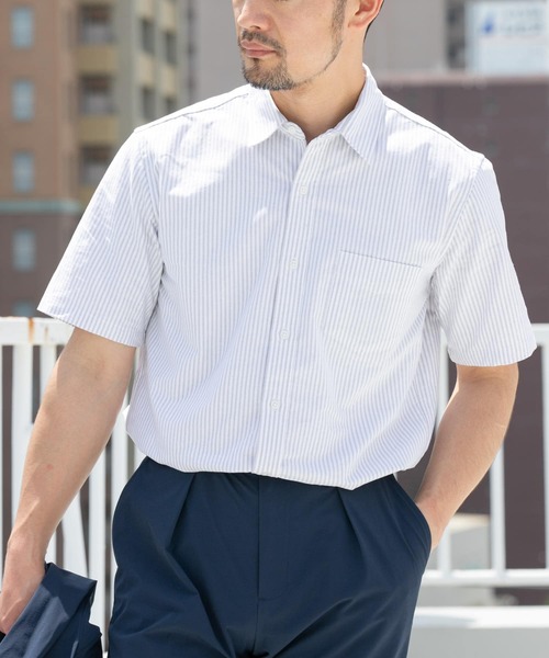 URBAN RESEARCH ROSSO MEN（アーバンリサーチロッソメン）の「『抗菌/消臭』『XXLサイズあり』ハイパフォーマンスオックス半袖シャツ（シャツ/ブラウス・メンズ・インディゴブルー/ストライプ/ネイビー/グリーン系その他/ブルー系その他/グレー/ブラック系その他/ホワイト/ライトブルー/ブラック/グレー系その他・SMALL/MEDIUM/LARGE/X-LARGE/XX-LARGE）」の5枚目の写真