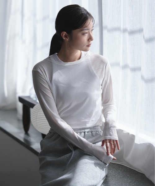 FMiBL（ファミル）の「パワーネットクルーネックシアートップス（Tシャツ/カットソー・レディース・ホワイト/ブラック/ピンク・FREE）」の15枚目の写真