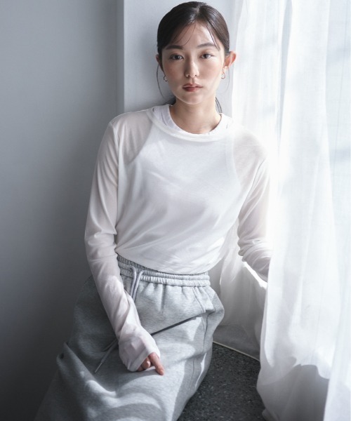 FMiBL（ファミル）の「パワーネットクルーネックシアートップス（Tシャツ/カットソー・レディース・ホワイト/ブラック/ピンク・FREE）」の14枚目の写真