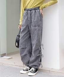 サイドリボンバギーデニムパンツ