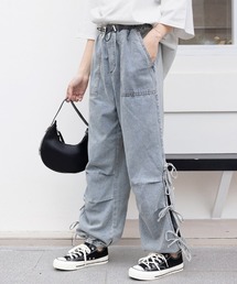 サイドリボンバギーデニムパンツ