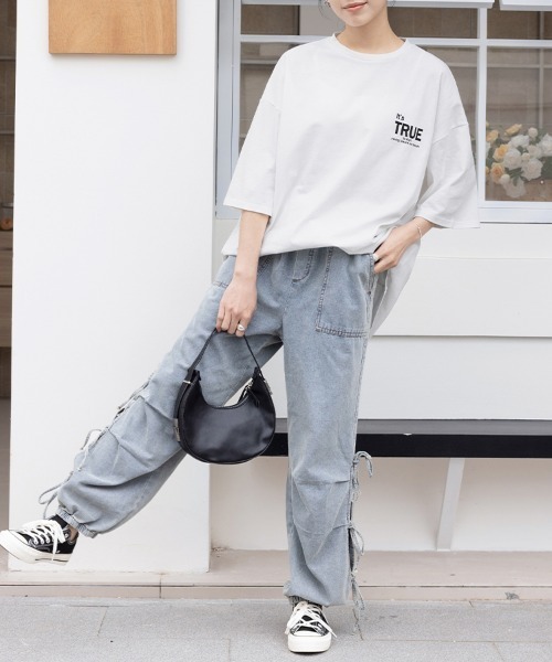Doux Belle（ドゥーベル）の「サイドリボンバギーデニムパンツ（デニムパンツ・レディース・グレー/ライトブルー・MEDIUM）」の14枚目の写真