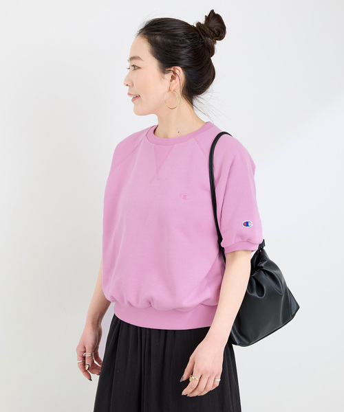Champion(チャンピオン)の「Champion/チャンピオン 別注 フレンチテリーS/S PO(Tシャツ/カットソー・レディース・ピンク/グレー/イエロー/ブルー/ブラック・FREE)」の5枚目の写真