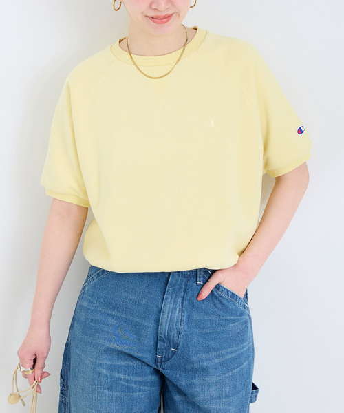Champion(チャンピオン)の「Champion/チャンピオン 別注 フレンチテリーS/S PO(Tシャツ/カットソー・レディース・ピンク/グレー/イエロー/ブルー/ブラック・FREE)」の4枚目の写真