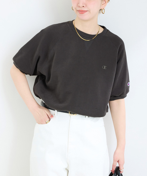 Champion(チャンピオン)の「Champion/チャンピオン 別注 フレンチテリーS/S PO(Tシャツ/カットソー・レディース・ピンク/グレー/イエロー/ブルー/ブラック・FREE)」の3枚目の写真